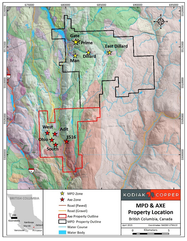 Geology and Copper Porphyry Zones, MPD-Axe Properties