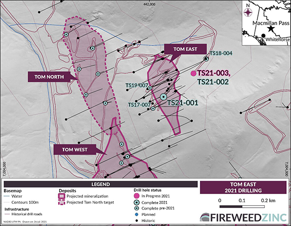 Map 3: Tom East 2021 drilling