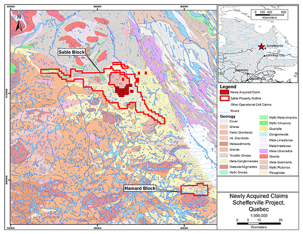 Figure 1 - Newly Acquired Claims, Schefferville Gold Project